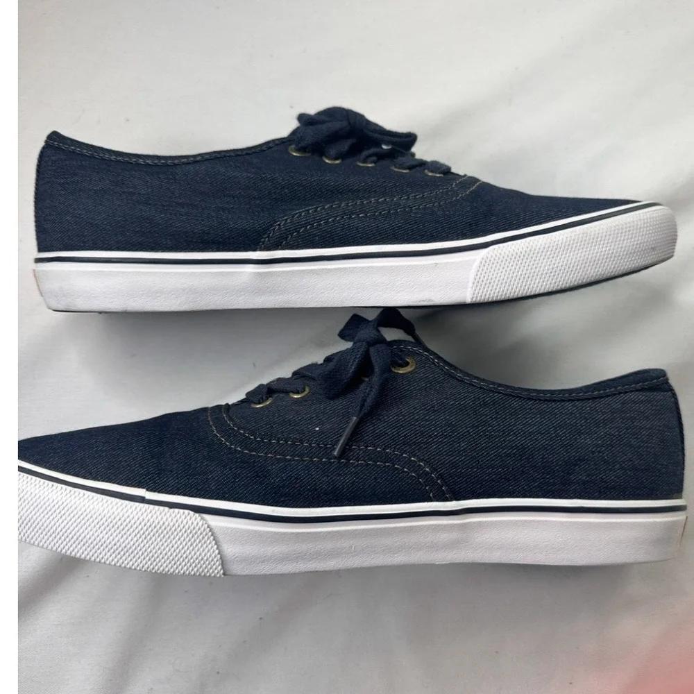 Levis‎ Mens 10.5 Navy Blue Denim Low Top Sneakers 1751909U Comfort Shoes Skater